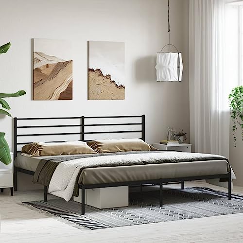 Festnight Bettrahmen Metall Bett Metallbett 180x200 cm Bettgestell mit Lattenrost Doppelbett Gästebett Jugendbett Schwarz mit Kopfteil von Festnight