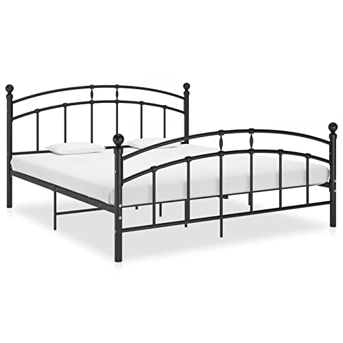 Festnight Bettrahmen mit Kopfteil 160x200 cm Metallbett Bett Metall Bettgestell mit Lattenrost Doppelbett Gästebett Jugendbett Schwarz von Festnight