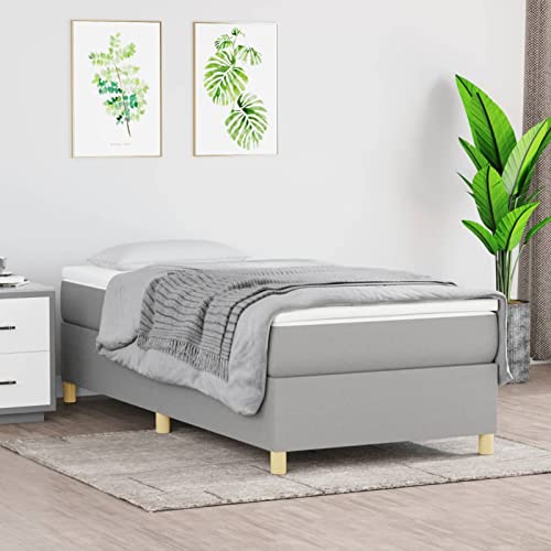 Festnight Boxspringbett 100x200 mit Matratze Polsterbett 100x200 Doppelbett Bett ohne Kopfteil Hellgrau Taschenfederkernmatratze Stoff Boxspringbett mit Matratze Bett mit Matratze Bett mit Lattenrost von Festnight