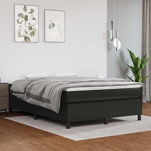 Festnight Boxspringbett 140 x 190 cm Boxspringbett Schlafzimmerbett Schwarz Kunstlederbett Polsterbett Bettgestell Einzelbett Bettrahmen Lattenrost Jugendbett von Festnight