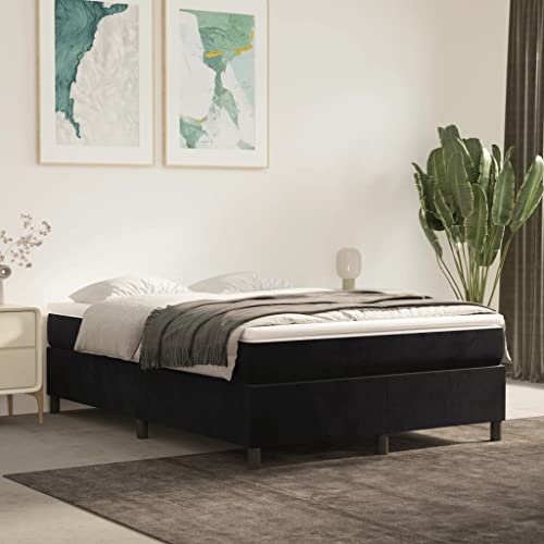 Festnight Boxspringbett 140x200 mit Matratze Doppelbett Bett ohne Kopfteil Polsterbett Samt Bettgestell mit Lattenroste Boxspringbetten Bettrahmen Schlafzimmer Schwarz von Festnight