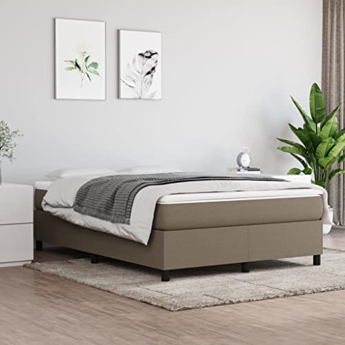 Festnight Boxspringbett 140x200 mit Matratze Polsterbett 140x200 Doppelbett Bett ohne Kopfteil Taupe Taschenfederkernmatratze Stoff Boxspringbett mit Matratze Bett mit Matratze Bett mit Lattenrost von Festnight