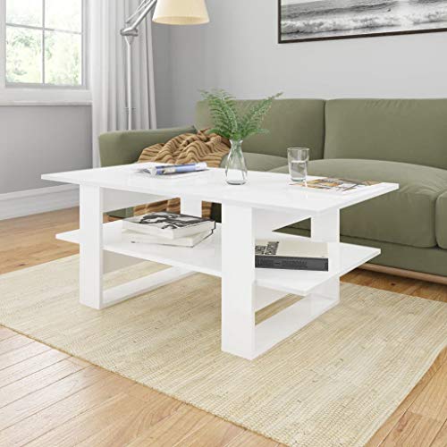 Festnight Couchtisch Hochglanz-Weiß 110x55x42 cm Spanplatte Wohnzimmertisch Kaffeetisch Beistelltisch Sofatisch Wohnraum Couch Tisch von Festnight