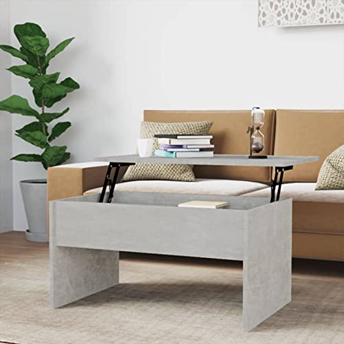 Festnight Couchtisch Mit Stauraum Wohnzimmertisch Mit Stauraum Couchtisch Höhenverstellbar Moderne Couchtisch Beistelltisch Couchtisch Holz Tisch Wohnzimmer Kleiner Betongrau 80x50,5x41,5 cm von Festnight