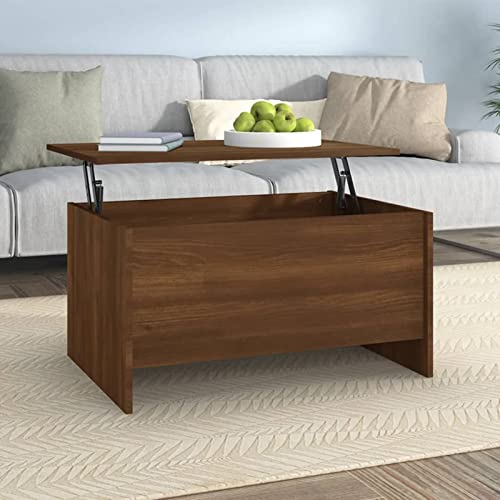 Festnight Couchtisch Mit Stauraum Wohnzimmertisch Mit Stauraum Couchtisch Höhenverstellbar Moderne Couchtisch Beistelltisch Couchtisch Holz Tisch Wohnzimmer Kleiner Braune Eiche 80x55,5x41,5 cm von Festnight