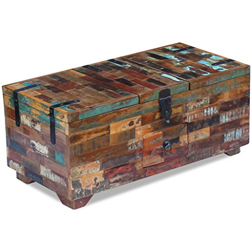 Festnight Couchtisch Truhe Beistelltisch aus Recyceltes Massivholz Kaffeetisch Holztisch Wohnzimmertisch 80x40x35cm von Festnight