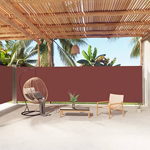 Festnight Doppel Seitenmarkise Ausziehbar 180x1000 cm Sichtschutz Garten Sonnenschutz Doppelseitenmarkise Windschutz Terrasse Sichtschutz Doppelmarkise Balkon Seitenwand Außen Braun von Festnight