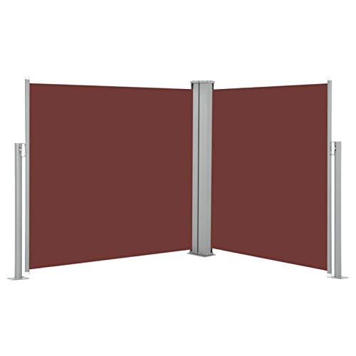 Festnight Doppel Sichtschutz Garten 120x600 cm Seitenmarkise Ausziehbar Sonnenschutz Doppelseitenmarkise Windschutz Terrasse Sichtschutz Doppelmarkise Balkon Seitenwand Außen Braun von Festnight