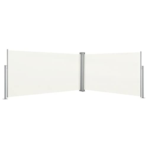 Festnight Doppel Sichtschutz Garten 160x600 cm Seitenmarkise Ausziehbar Windschutz Terrasse Sonnenschutz Doppelseitenmarkise Sichtschutz Doppelmarkise Balkon Seitenwand Außen Creme von Festnight