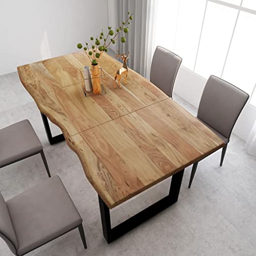 Festnight Esstisch massivholz 180×90×76 cm Esszimmertisch Esstisch Holz Baumkantentisch holztisch esszimmer holztisch Massivholz Akazie-Schwarz-180 x 90 x 76 cm von Festnight