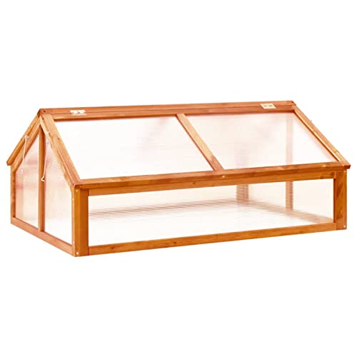 Festnight Frühbeet Gewächshaus Mini Frühbeetaufsatz Frühbeetkasten Holz Hochbeet Abdeckung Kleines Treibhaus Pflanzkasten Minigewächshaus Blumenkasten mit Dach 114x80x50 cm von Festnight