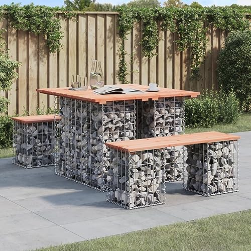 Festnight Gabionen Bank Gartenbank Metall Holz Steinkorb Gabionenkorb Steingabione Gabionenwand Parkbank Sitzbank Garten Metallbank Terrassenbank Outdoor 100x102x72 cm von Festnight