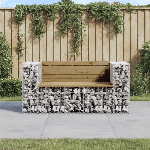 Festnight Gabionen Gartenbank Metall Wetterfest Gabionenkorb Sitzbank Outdoor Bank Garten Parkbank Steingabione Gabionenwand Steinkorb Drahtkorb Ziergabione Gartendeko 143x71x65,5 cm von Festnight