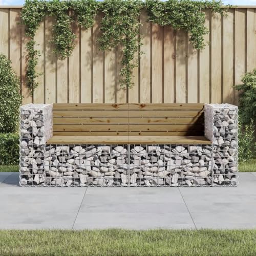 Festnight Gabionen Gartenbank Metall Wetterfest Gabionenkorb Sitzbank Outdoor Bank Garten Parkbank Steingabione Gabionenwand Steinkorb Drahtkorb Ziergabione Gartendeko 184x71x65,5 cm von Festnight