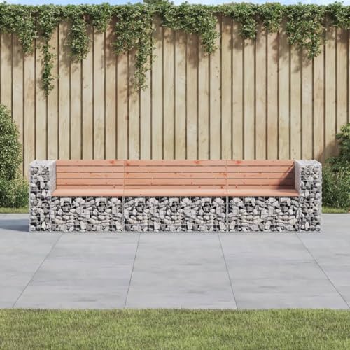 Festnight Gabionen Gartenbank Metall Wetterfest Gabionenkorb Sitzbank Outdoor Bank Garten Parkbank Steingabione Gabionenwand Steinkorb Drahtkorb Ziergabione Gartendeko 287x71x65,5 cm von Festnight