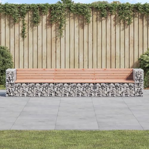 Festnight Gabionen Gartenbank Metall Wetterfest Gabionenkorb Sitzbank Outdoor Bank Garten Parkbank Steingabione Gabionenwand Steinkorb Drahtkorb Ziergabione Gartendeko 347x71x65,5 cm von Festnight