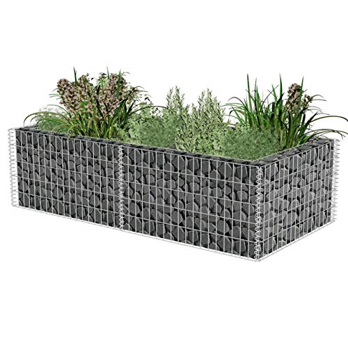 Festnight Gabionen Hochbeet Steinkorb 180x90x50 cm Gabionenkorb Steingabione Pflanzkorb Pflanzkübel Blumenkasten Verzinkter Stahl Hochbeete Metall für Garten Gemüsebeet Kräuterbeet von Festnight