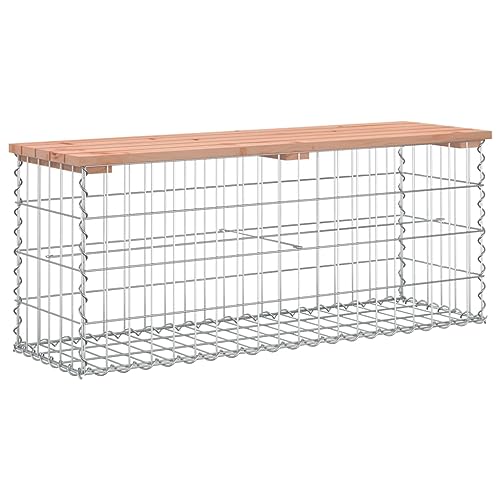 Festnight Gabionenbank Gartenbank Gabionen Bank Sitzbank Parkbank Gabione Steinkorb Gabionen-Gartenbank mit Lehne - Garten-Bank mit Sitzfläche aus Douglasienholz - 103 x 31,5 x 42 cm von Festnight