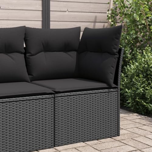 Festnight Garten-Ecksofa,Lounge Set Mit Stauraum Wasserfestem,Gartenlounge Rattan Schwarz-1,Rattan Lounge Set Gartenmöbel Rattan Lounge Set,Ecksofa Ecklounge Outdoor Sofa mit Kissen Balkonmöbel von Festnight