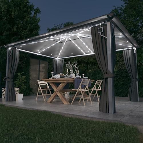 Festnight Garten Pavillon 4x3m mit LED Beleuchtung + Solarmodul Gartenpavillon optional mit Moskitonetz Pavillon mit Vorhängen Gartenpavillon Aluminium Partyzelt Gartenzelt Anthrazit Festnight Garten Pavillon 4x3m mit LED Beleuchtung + Solarmodul Gartenpavillon optional mit Moskitonetz Pavillon mit Vorhängen Gartenpavillon Aluminium Partyzelt Gartenzelt Anthrazit von Festnight