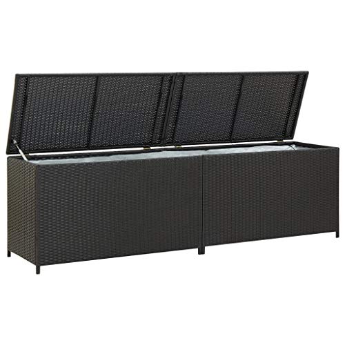 Festnight Gartenbox Auflagenbox Kissenbox Kiste Gartentruhe Truhe Box Poly Rattan 200×50×60 cm Schwarz von Festnight
