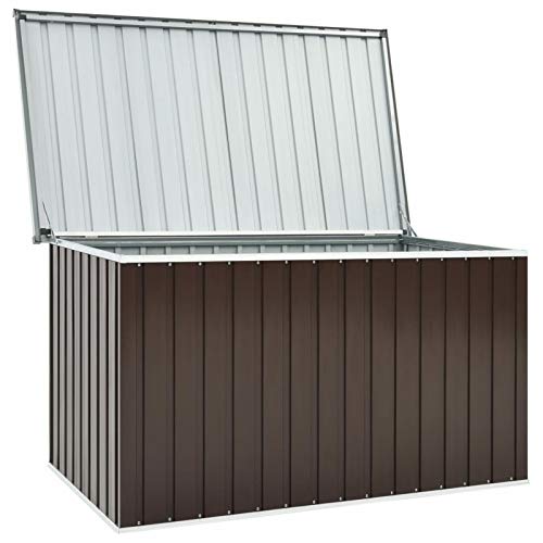 Festnight Gartenbox Wasserdicht Groß Metall Auflagenbox XXL Garten Aufbewahrungsbox Draußen Kissenbox Gerätebox Gartentruhe Terrasse Balkon Outdoor Indoor, Braun 171x99x93 cm von Festnight