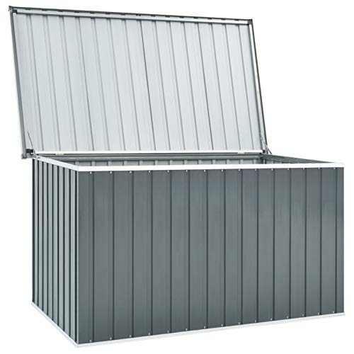 Festnight Gartenbox Wasserdicht Metall Auflagenbox Garten-Aufbewahrungsbox Große Kissen Werkzeugkasten Gartenbox Balkonschrank Gartentruhe Kissenbox Grau 171 x 99 x 93 cm von Festnight