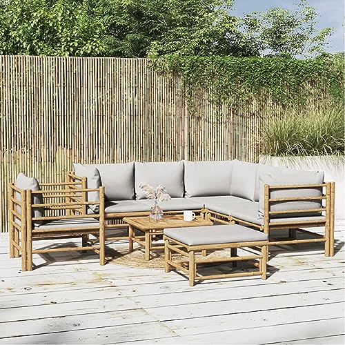 Festnight Gartenlounge Bambus Garten Loungemöbel Set Terrasse Gartenmöbel Set Lounge Sofa Outdoor Couch Set Sitzgruppe Terassenmöbel Sitzgarnitur Gartengarnitur Groß XXL von Festnight