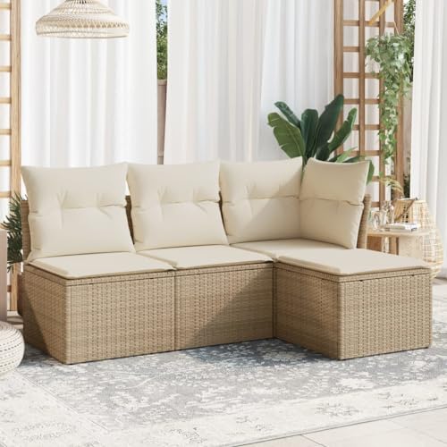 Festnight Gartenlounge mit Stauraum - Rattan Balkon Lounge Sofa Polyrattan Ecksofa Outdoor Couch Gartenmöbel Balkonmöbel von Festnight