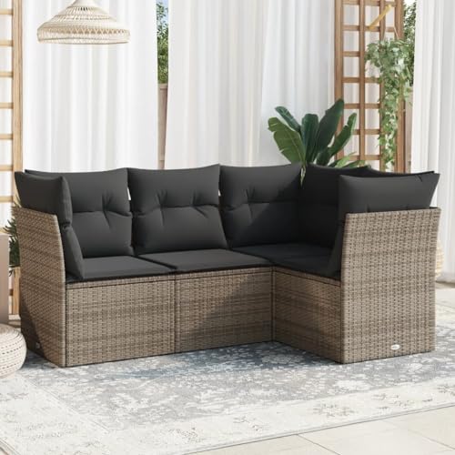 Festnight Gartenlounge mit Stauraum Balkon Lounge Balkon Sofa Rattan Sofa Klein Rattansofa Gartensofa Ecksofa Lounge Sofa Outdoor Polyrattan Balkonmöbel Couch Gartenmöbel Ecklounge von Festnight