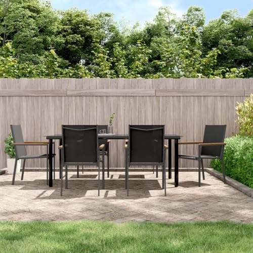 Festnight Gartenmöbel Set 6 Personen Terrassenmöbel Außen Gartenmöbel Set 6 Stühle mit Tisch Sitzgruppe Outdoor Gartentisch mit Stühlen Set Garten Essgruppe Gartengarnitur Textilene und Stahl von Festnight