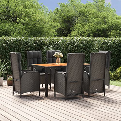Festnight Gartenmöbel Set 6 Stühle mit Tisch Verstellbar Rattan Gartenmöbel Set 6 Personen Sitzgruppe Outdoor mit Hochlehner Terrassenmöbel Außen Garten Essgruppe Gartentisch mit Stühlen Set von Festnight