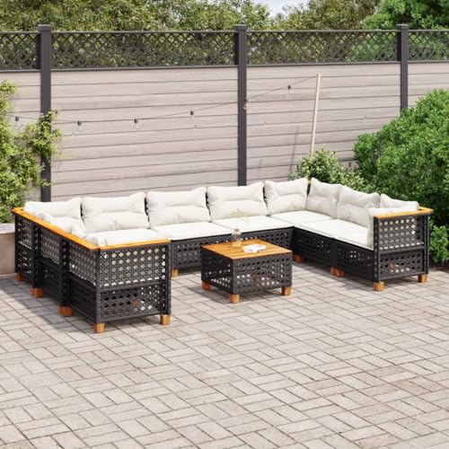 Festnight Gartenmöbel-Set aus PE-Polyrattan Balkonmöbel Terrassenmöbel Ecksofa Garten Balkonlounge Set Lounge Gartenlounge Terrassenmöbel Schwarz 10-tlg-Type-11 von Festnight