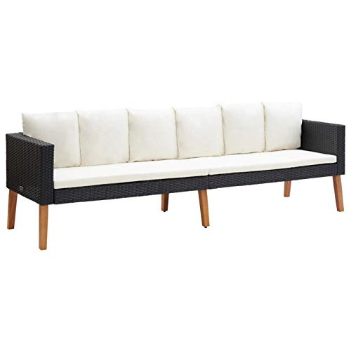 Festnight Gartensofa 3 Sitzer Rattan Sofa 3 Sitzer Outdoor Sofa Lounge Lounge Sofa Outdoor mit Auflagen Gartenmöbel Poly Rattan Schwarz von Festnight