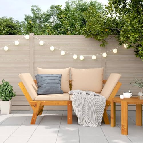 Festnight Gartensofa mit Liegefunktion Liege Bank Holz 2 Sitzer Holzbank Liegebank Sofa Liege Outdoor Balkon Sofa Bank Gartenbank Sonnenliege Gartenliege Liegesofa Balkonmöbel Multifunktionsliege von Festnight