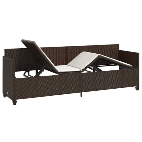 Festnight Gartensofa mit Liegefunktion Rattan Sofa 3 Sitzer Balkon Liegesofa Sonnenliege Gartenliege Verstellbar Rattansofa Lounge Sofa Liege Outdoor mit Schlaffunktion Balkonmöbel Bank von Festnight