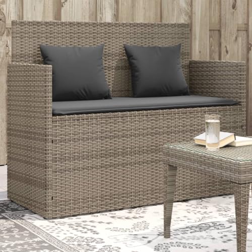 Festnight Gartensofa mit Stauraum Gartensofa 2-Sitzer mit Balkonmöbel Rattan Balkonsofa Rattansofa Gartenmöbel Couch Terrasse Gartenbank Garten Loungesofa 2-Sitzer (Braun) von Festnight