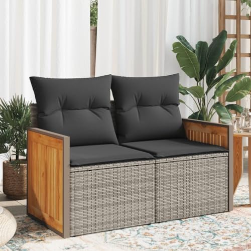 Festnight Gartensofa mit Stauraum Rattan Sofa 2 Sitzer Lounge Sofa Outdoor Balkon Sofa 110 cm Rattansofa 2er Balkon Lounge Klein Couch Gartenlounge Polyrattan Balkonmöbel Gartenmöbel von Festnight