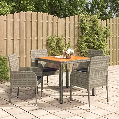 Festnight Gartentisch mit Stühlen Set Rattan Gartenmöbel Set 4 Stühle mit Tisch Polyrattan Sitzgruppe Garten Essgruppe 4 Personen Gartengarnitur Sitzgarnitur Wetterfest Outdoor Esstisch von Festnight