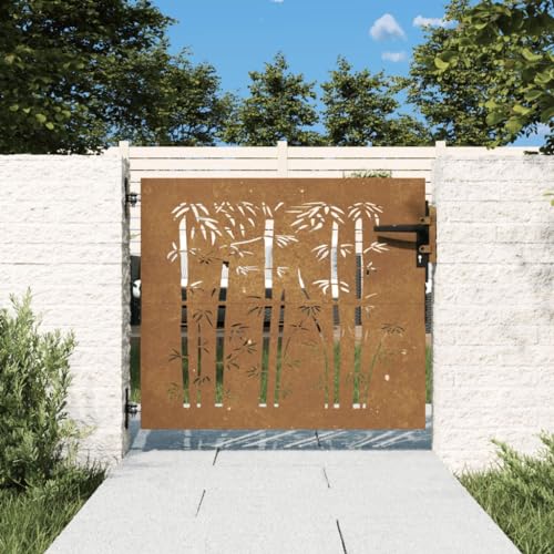Festnight Gartentor Edelstahl gartentür Zauntor Gartenzaun Zauntür Hoftür Metalltor Einfahrtstor Abschließbar Tür Tor Gartenpforte Rostig-Bambus-Design 85 x 75 cm Festnight Gartentor Edelstahl gartentür Zauntor Gartenzaun Zauntür Hoftür Metalltor Einfahrtstor Abschließbar Tür Tor Gartenpforte Rostig-Bambus-Design 85 x 75 cm von Festnight
