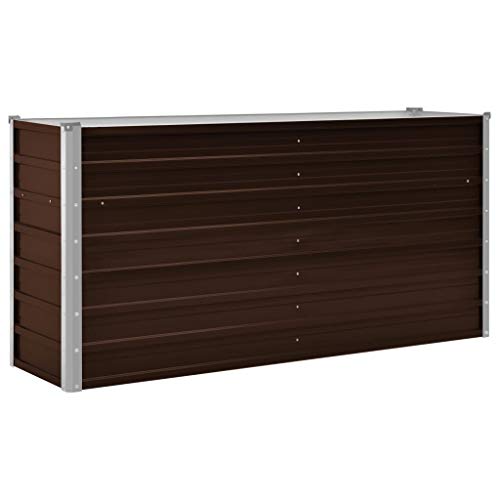 Festnight Hochbeet Blumentopf Pflanzkübel Blumenkasten Pflanzkasten Metall Pflanzbeet Gartenbeet Frühbeet Garten Blumenhochbeet für Terrasse & Garten Braun 160 x 40 x 77 cm Verzinkter Stahl von Festnight