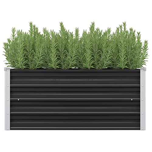 Festnight Hochbeet Metall 100x40x45 cm Anthrazit Hochbeete für Garten Pflanzkübel Verzinkt Stahl Balkon Terrasse Pflanzkasten Blumenkasten Draußen Blumenbeet Gemüsebeet Kräuterbeet von Festnight