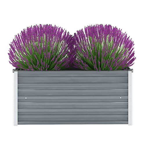 Festnight Hochbeet Metall 100x40x45 cm Grau Hochbeete für Garten Pflanzkübel Verzinkt Stahl Balkon Terrasse Pflanzkasten Blumenkasten Draußen Blumenbeet Gemüsebeet Kräuterbeet von Festnight