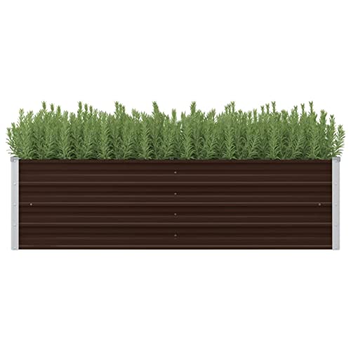 Festnight Hochbeet Metall 160x40x45 cm Braun Hochbeete für Garten Pflanzkübel Verzinkt Stahl Balkon Terrasse Pflanzkasten Blumenkasten Draußen Blumenbeet Gemüsebeet Kräuterbeet von Festnight