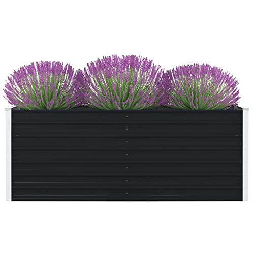 Festnight Hochbeet Metall 160x80x45 cm Anthrazit Hochbeete für Garten Pflanzkübel Verzinkt Stahl Balkon Terrasse Pflanzkasten Blumenkasten Draußen Blumenbeet Gemüsebeet Kräuterbeet von Festnight