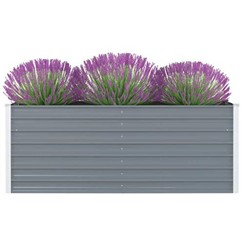 Festnight Hochbeet Metall 160x80x45 cm Grau Hochbeete für Garten Pflanzkübel Verzinkt Stahl Balkon Terrasse Pflanzkasten Blumenkasten Draußen Blumenbeet Gemüsebeet Kräuterbeet von Festnight