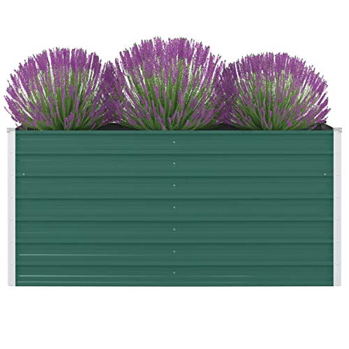 Festnight Hochbeet Metall 160x80x77 cm Grün Hochbeete für Garten Pflanzkübel Verzinkt Stahl Balkon Terrasse Pflanzkasten Blumenkasten Draußen Blumenbeet Gemüsebeet Kräuterbeet von Festnight