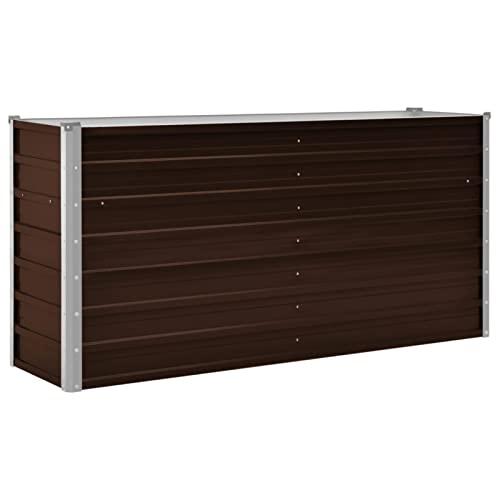 Festnight Hochbeet Metall Braun 160x40x77 cm Hochbeete für Garten Balkon Terrasse Kräuterbeet Gemüsebeet Verzinkter Stahl Hochbeet Groß Pflanzkasten Blumenkasten Blumenkübel Pflanzkübel Groß von Festnight