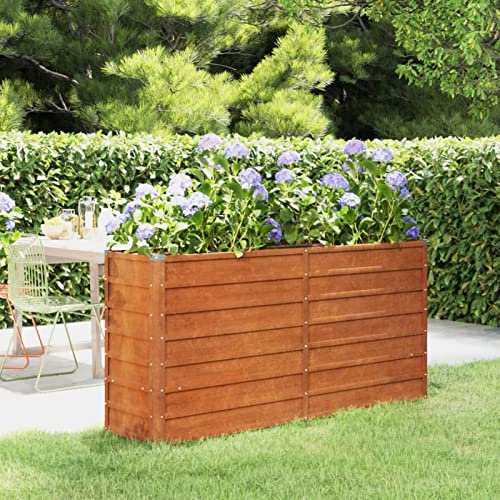 Festnight Hochbeet Metall Cortenstahl Rostig 160x40x77 cm Hochbeete für Garten Balkon Terrasse Kräuterbeet Pflanzkübel Gemüsebeet Pflanzkasten Hochbeet Blumenkübel Blumenkasten von Festnight