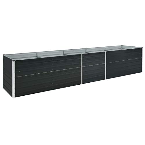 Festnight Hochbeet Metall Hochbeet Balkon Blumenkasten Balkon Garten-Hochbeet Pflanzkasten Balkon Kräuterbeet Pflanzkübel Groß Außen Hochbeet Verzinkter Stahl 240x80x77 cm Grau von Festnight